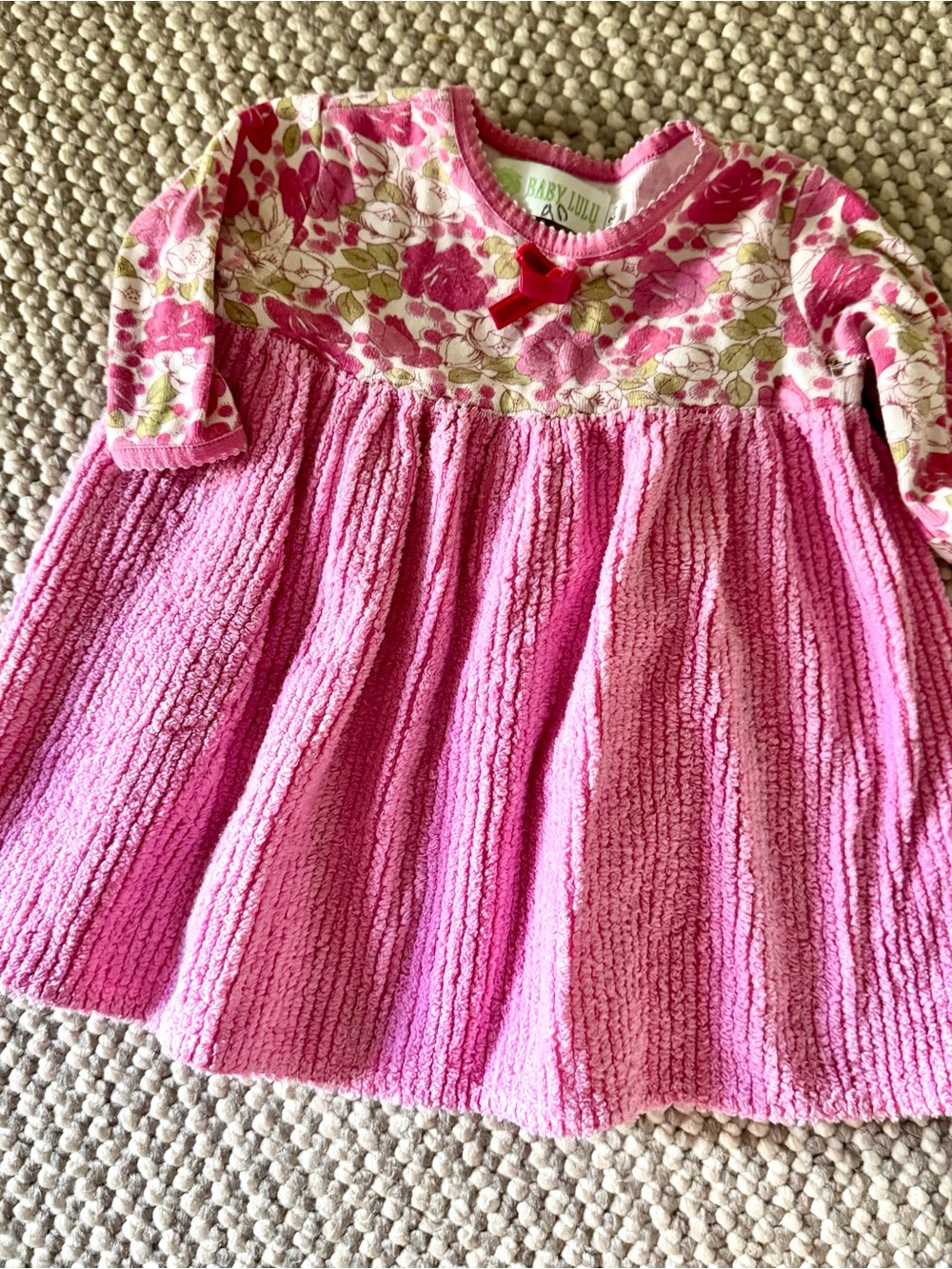 Baby Lulu Pink Floral Corduroy-Look Dress Top